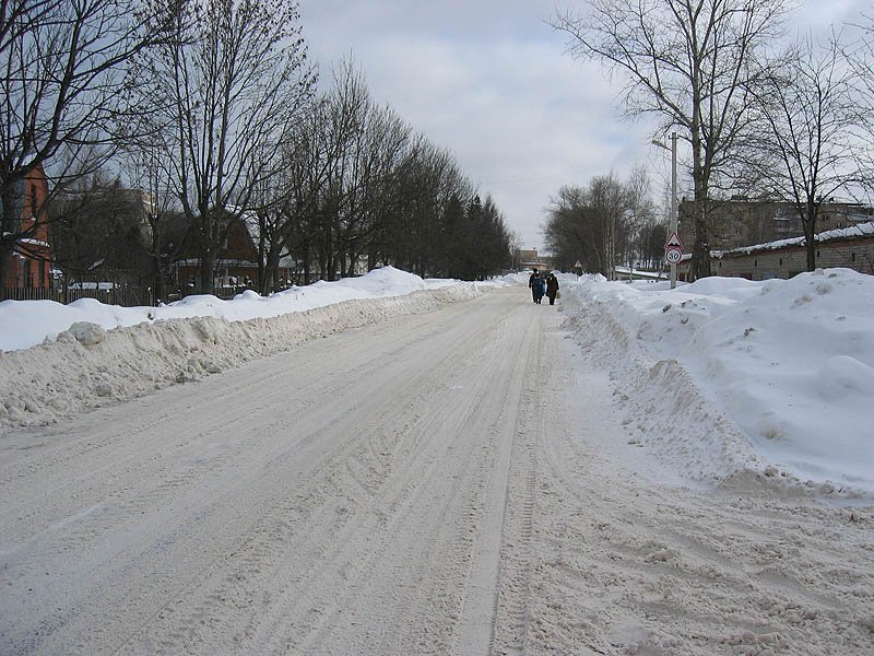Улица Дачная после сильного снегопада, 2005 год