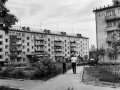 Панорама улицы Дачной, дома 9 и 11 и старая агитплощадка, 1980-е годы