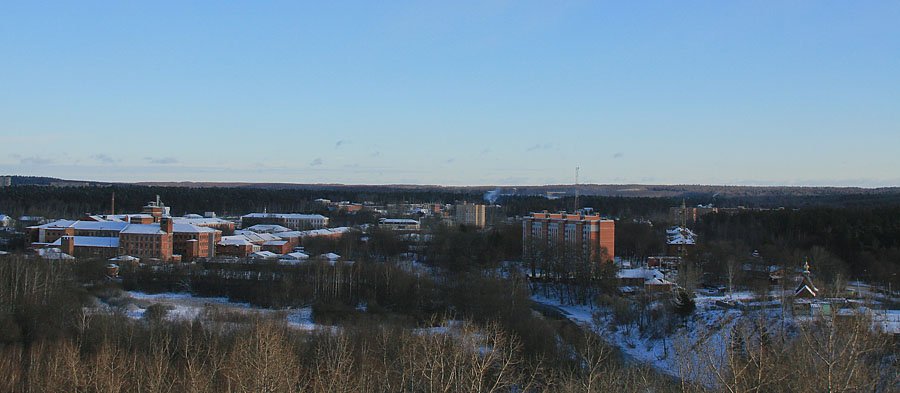 Панорама фабричных зданий с высокого берега Вори около Краснофлотской, 2009 год