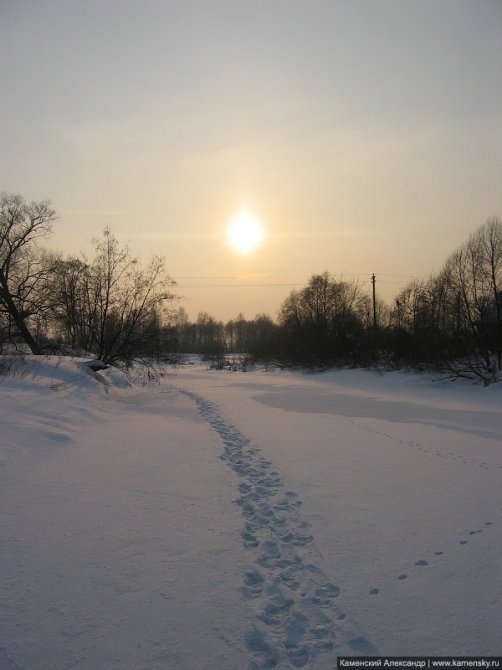 Река Воря подо льдом, февраль 2006 года