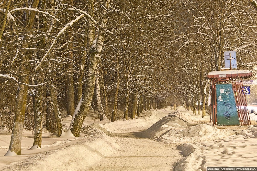 Аллея, Красноармейское шоссе параллельно улице Чкалова, вид от Новой жизни, декабрь 2012 года