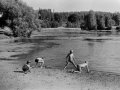 Городской пляж на реке Воре на месте бывшей лодочной станции, 1980-е годы