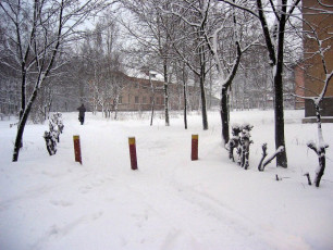 Улица Дачная, после первого снегопада, 2005 год
