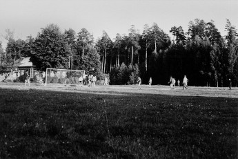 Футбольное поле, на заднем плане справа место, где будет находится МедСанЧасть, конец 70-х годов