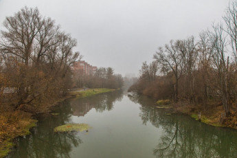 Река Воря в районе плотины, октябрь 2015 года